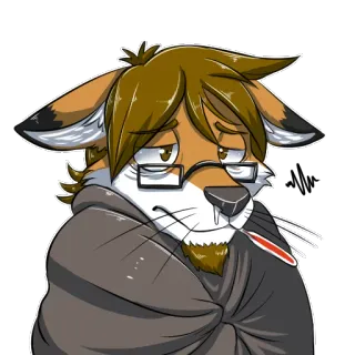 😷 Фурри, Болен, Плохо, Антропоморфный, Лиса, Термометр telegram sticker