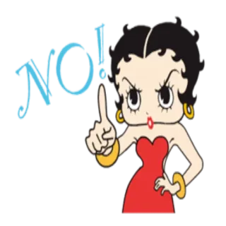 😔 Betty Boop NO! Betty Boop, cartoon, no, disagreement, rejection, retro telegram sticker