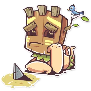⌛ legno, triste, cartone animato, albero, carino, uccello, meridiana whatsapp sticker