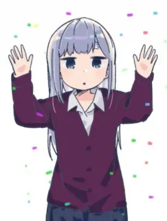 🎉 Аниме, Конфетти, Праздник, Девушка, Милый, Мультфильм telegram sticker