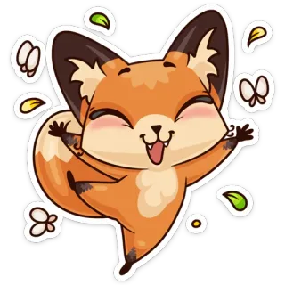 😊 lis, zwierzę, szczęśliwy, słodki, kreskówka, naklejka telegram sticker