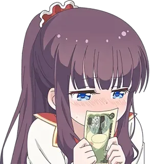 💰 Anime, Chica, Dinero, Moneda, Billete de diez mil yenes telegram sticker