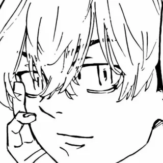 💗 Anime, Manga, Chico, Retrato, Monocromo telegram sticker
