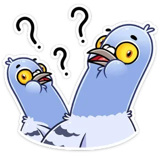 ❓ pigeons, birds, question marks, cartoon, animals, confused telegram sticker