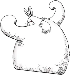 💪 Hase, Kaninchen, süß, Tier, Illustration, Säugetier telegram sticker