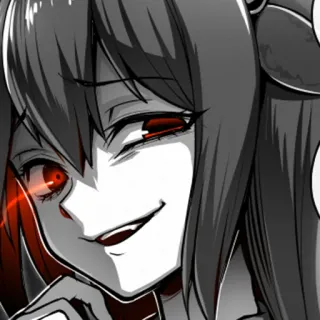 😄 Anime, Manga, Chica, ojos rojos, sonrisa socarrona telegram sticker