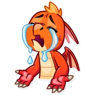 😭 dragon, pleurs, triste, dessin animé, émotionnel, larmes telegram sticker
