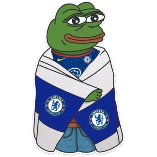 😎 Pepe the Frog 페페, 첼시, 개구리, 밈, 팬, 축구 telegram sticker