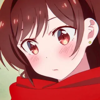 🌚 Anime Mädchen, Niedlich, Cartoon, Chibi, Kawaii, Roter Hoodie, Manga, Rent a Girlfriend telegram sticker