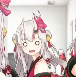 😳 Anime, Mangá, Fofo, Ilustração, Demônio, Oni, Arte digital telegram sticker