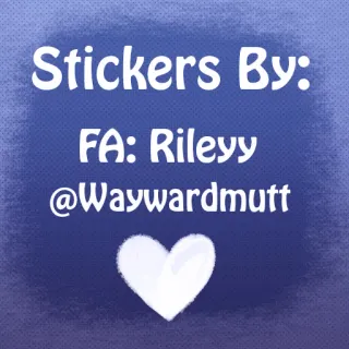 © Stickers By:
FA: Rileyy
@Waywardmutt 贴纸, 创作者, 艺术家, 用户名, 社交媒体 telegram sticker