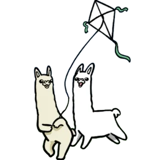 🪁 лама, воздушный змей, животное, мультфильм, милый whatsapp sticker
