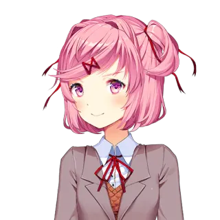 😀 Natsuki Doki Doki Literature Club! Anime, Mädchen, Süß, Pinke Haare, Schuluniform telegram sticker