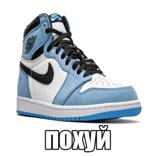 🥳 ПОХУЙ schoen, sneakers, Air Jordan, blauw, tekst whatsapp sticker