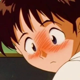 😳 Shinji Ikari Neon Genesis Evangelion アニメ, 恥ずかしい, 赤面, 緊張, 碇シンジ, エヴァンゲリオン telegram sticker
