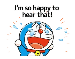 👍 Doraemon I'm so happy to hear that! Doraemon, Anime, Szczęśliwy, Radość, Łzy szczęścia telegram sticker