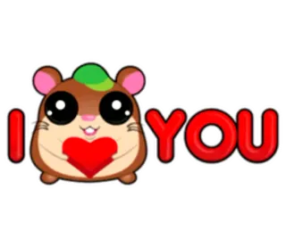 ❤️ I <3 YOU hamster, love, heart, cute, message, cartoon, adorable telegram sticker