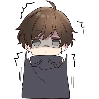 😣 Аниме, Грустный, Чиби, Милый, Парень, Толстовка, Манга whatsapp sticker