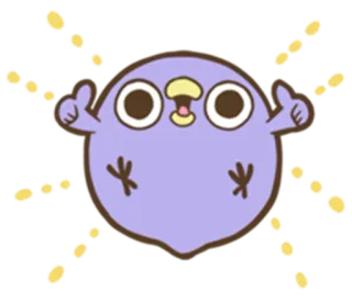 👍 귀여운, 만화, 동물, 친근한, 보라색, 캐릭터 telegram sticker