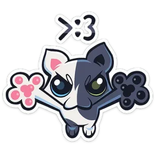 😈 >:3 кот, мультфильм, стикер, милый, злой, животное telegram sticker