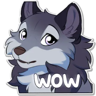 😯 Wow wolf, cute, anime, animal, wow, surprise telegram sticker