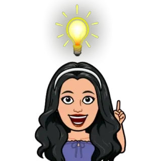 😌 ý tưởng, bóng đèn, hoạt hình, phụ nữ, băng đô, Bitmoji telegram sticker