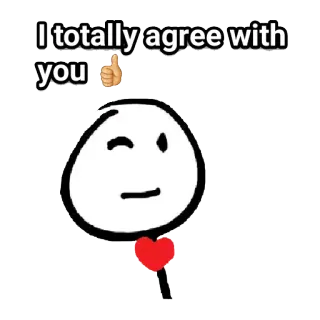 👍 I totally agree with you 동의, 합의, 긍정적, 행복, 하트, 막대기 인간, 좋아요 telegram sticker