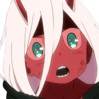 😧 Zero Two Darling in the Franxx anime, girl, Zero Two, Darling in the Franxx, cute telegram sticker