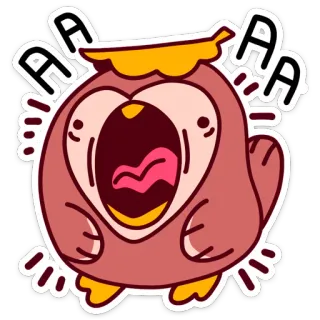 😩 AAAAA eule, süß, kawaii, schrei, tier, vogel, cartoon whatsapp sticker