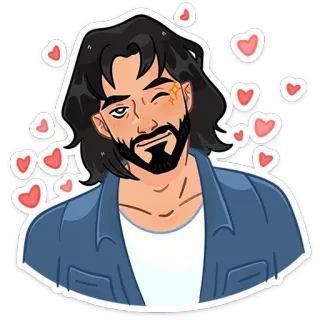 😉 cartoon, man, hearts, love, character telegram sticker
