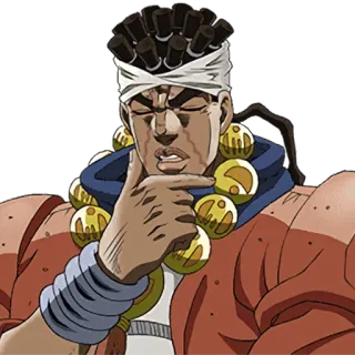 🤔 Avdol JoJo's Bizarre Adventure Anime, Jojo, Avdol, Réflexion, Expression, Personnage whatsapp sticker