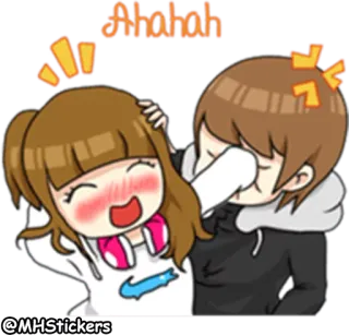 😅 Ahahah cartoon, cute, couple, anime, chibi, love, funny telegram sticker