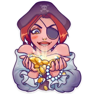 🤑 pirat, gold, schatz, comic, figur, aufkleber telegram sticker