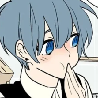 😏 动漫, 卡通, 男孩, 可爱, 脸红, 肖像 whatsapp sticker