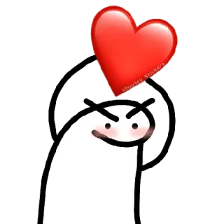😀 coeur, amour, mignon, emoji, bonhomme allumette whatsapp sticker
