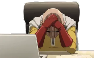 😓 Saitama One-Punch Man anime, Saitama, One-Punch Man, exhausted, stressed, overwhelmed telegram sticker