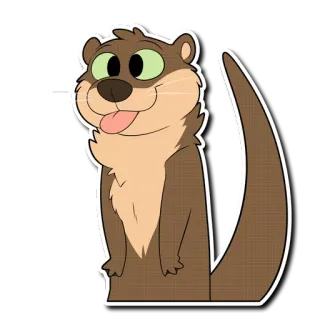 😛 otter, cartoon, animal, cute, tongue telegram sticker