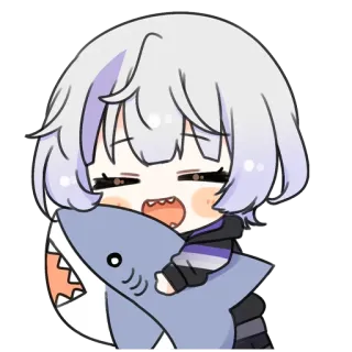 ☺️ chibi, cartoon, shark, anime, cute, kawaii, character telegram sticker