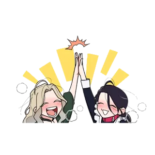 🙌 하이파이브, 만화, 우정, 축하, 동의, 기쁨 telegram sticker