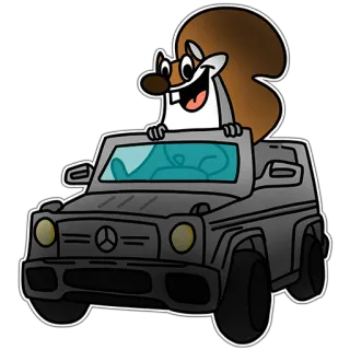 🚖 Eichhörnchen, Auto, Cartoon, Tier telegram sticker