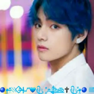 ⭕️ Infinito BTS, K-Pop, Idol, Promi, blaue Haare, V, Taehyung, Sänger telegram sticker