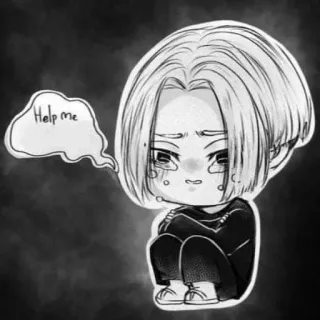 💛 Help me traurig, Anime, Chibi, weinen, Hilfe, einsam telegram sticker