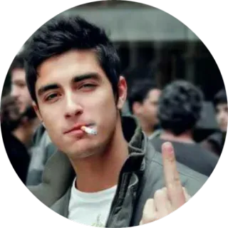🖕 man, cigarette, middle finger, offensive, smoking, gesture telegram sticker