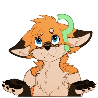 ❓ rubah, pertanyaan, furry, hewan, bingung, imut telegram sticker