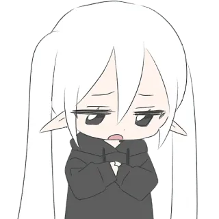 😦 Anime, Triste, Chibi, Elfo, Cartone animato, Carino telegram sticker