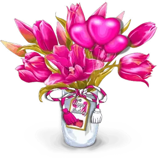 🌹 Happy Birthday flowers, birthday, tulips, hearts, gift whatsapp sticker
