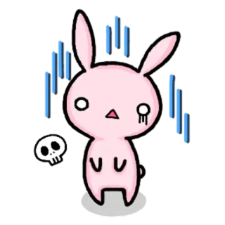 😨 lapin, crâne, mignon, dessin animé, autocollant whatsapp sticker