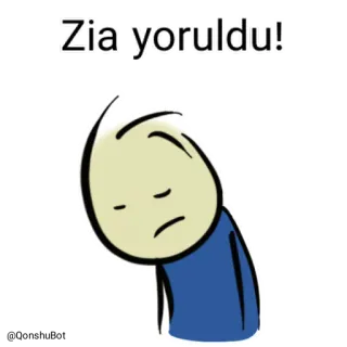 😣 Zia yoruldu! tired, cartoon, sad, character, expression telegram sticker