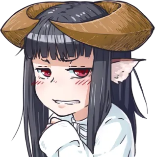😑 アニメ, 女の子, 角, キャラクター, 漫画 telegram sticker