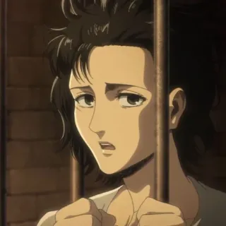 🌟 Attack on Titan Anime, Personagem, Prisão, Triste, Sério telegram sticker
